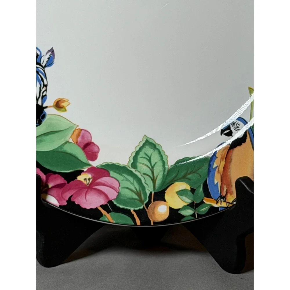 Sakura Vitromaster Rain Forest Dinner Plate Sue Zipkin 1993 Jungle Leopard Zebra - Picture 5 of 8